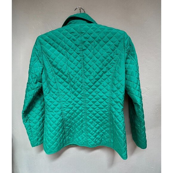Doncaster Womens Green Quilted Jacket Size 2 Lightweight Pockets Snap Closure - Picture 3 of 10